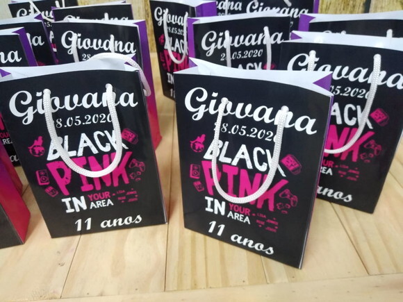 Black e Pink Sacolas Personalizadas Pronta Entrega
