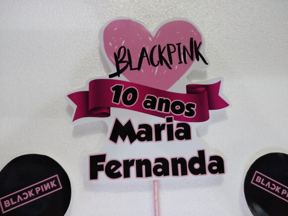 Black e Pink Topo de Bolo Personalizado