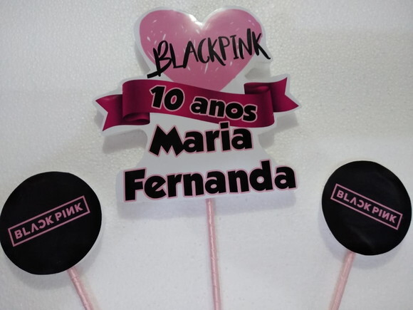 Black e Pink Topo de Bolo Personalizado