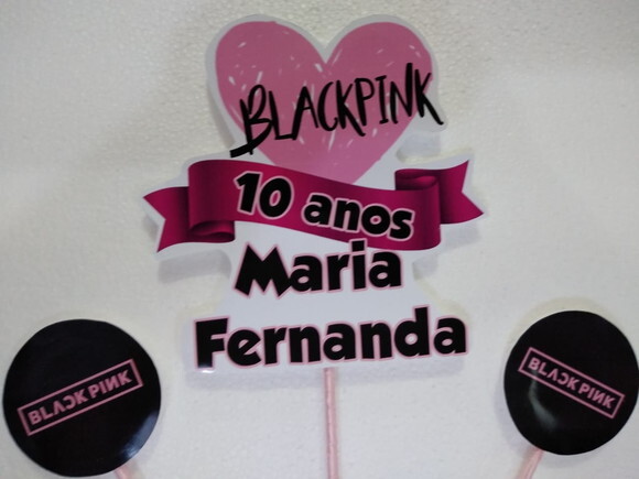 Black e Pink Topo de Bolo Personalizado