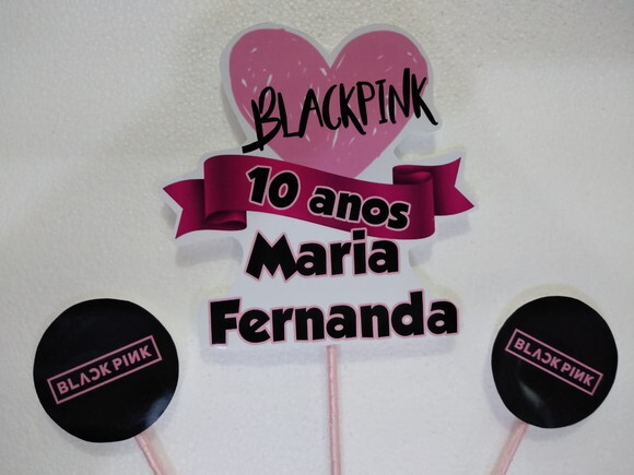 Black e Pink Topo de Bolo Personalizado