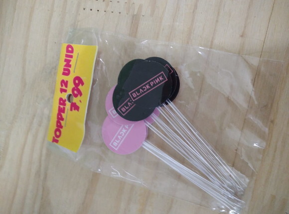 Black e Pink Topper para Docinhos 36 Unidades Pronta Entrega