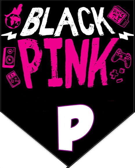 Black e Pink Varal Personalizado Parabéns Mais Nome