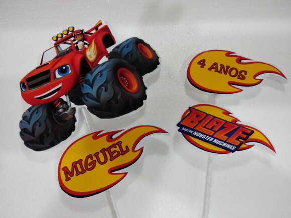 Blaze Topo de Bolo Blaze Personalizado