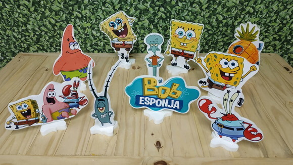 Bob Esponja Kit de Mesa Tipo Displays 10 Peças Pronta Entreg