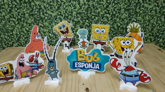 Bob Esponja Kit de Mesa Tipo Displays 10 Peças Pronta Entreg