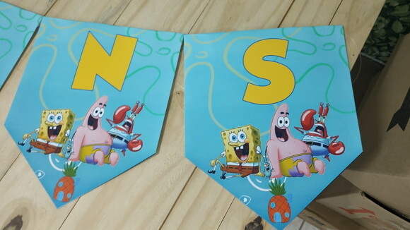 Bob Esponja Varal Personalizado Parabéns Mais Nome P Entrega