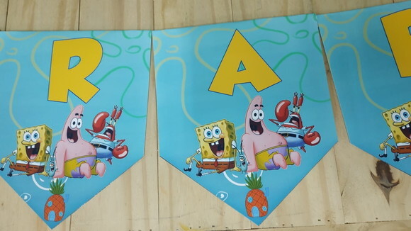 Bob Esponja Varal Personalizado Parabéns Mais Nome P Entrega