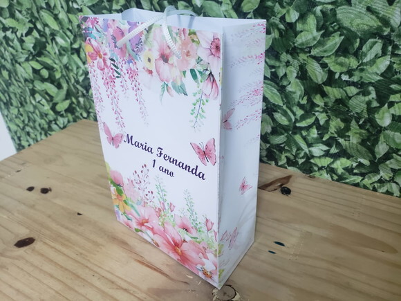 Borboleta Aquarela Sacola Média Personalizada Pronta Entrega