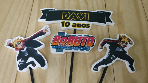 Boruto Topo de Bolo Personalizado Pronta Entrega
