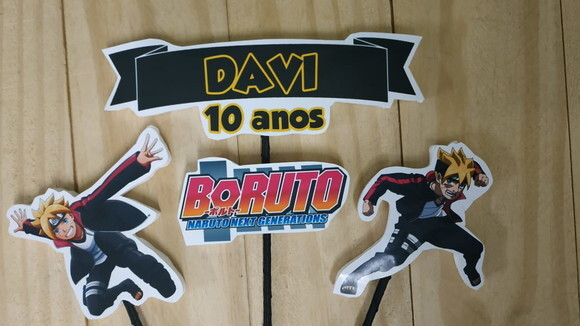 Boruto Topo de Bolo Personalizado Pronta Entrega