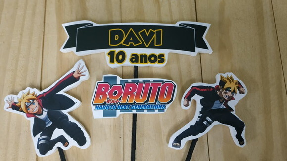 Boruto Topo de Bolo Personalizado Pronta Entrega