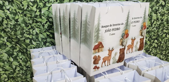 Bosque Sacola Personalizada Tam Médio Pronta Entrega