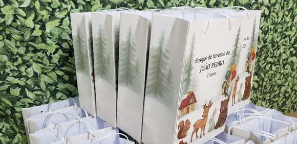 Bosque Sacola Personalizada Tam Médio Pronta Entrega