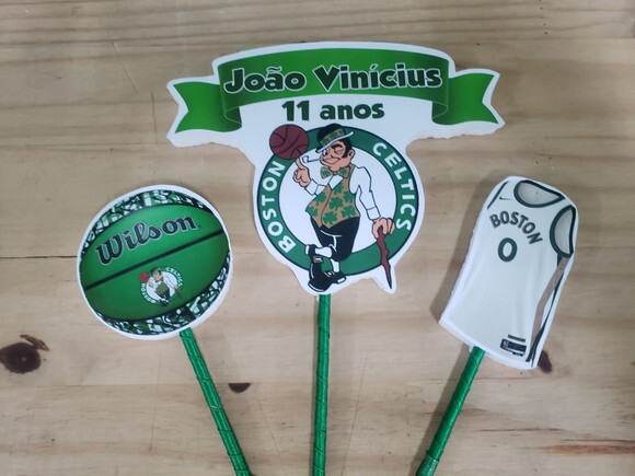 Boston Celtics Topo de Bolo Personalizado Pronta Entrega