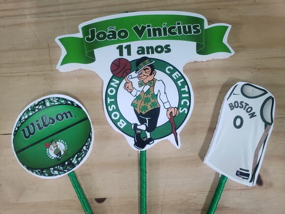 Boston Celtics Topo de Bolo Personalizado Pronta Entrega