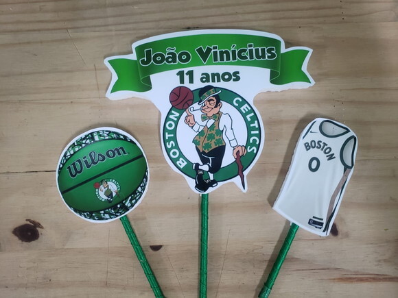Boston Celtics Topo de Bolo Personalizado Pronta Entrega