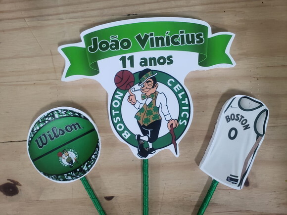 Boston Celtics Topo de Bolo Personalizado Pronta Entrega