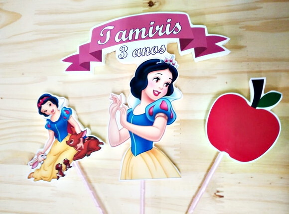 Branca de Neve Topo de Bolo Personalizado Pronta Entrega