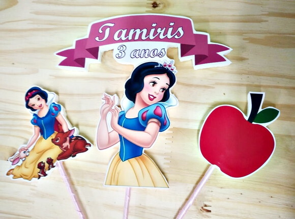 Branca de Neve Topo de Bolo Personalizado Pronta Entrega