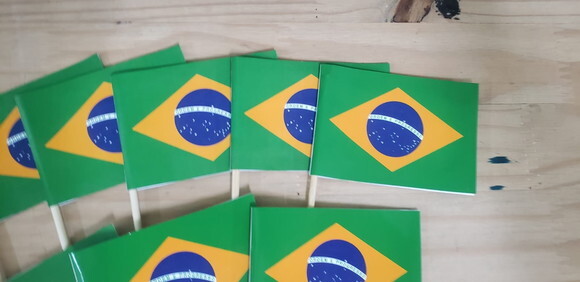 Brasil Bandeirinha de Mão 12 Unidades Pronta Entrega
