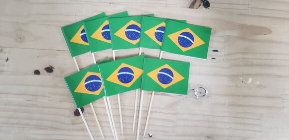 Brasil Bandeirinha de Mão 12 Unidades Pronta Entrega