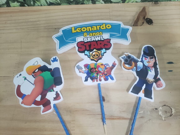 Braw Star Topo de Bolo Personalizado Pronta Entrega