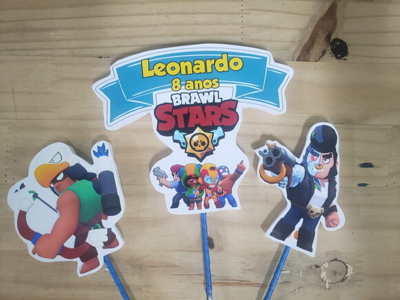 Braw Star Topo de Bolo Personalizado Pronta Entrega