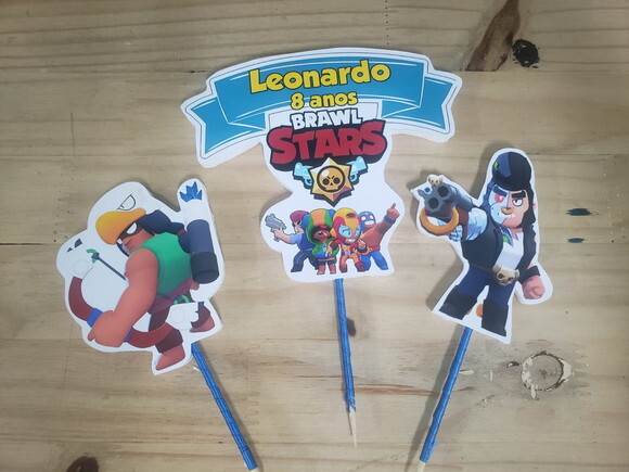 Braw Star Topo de Bolo Personalizado Pronta Entrega