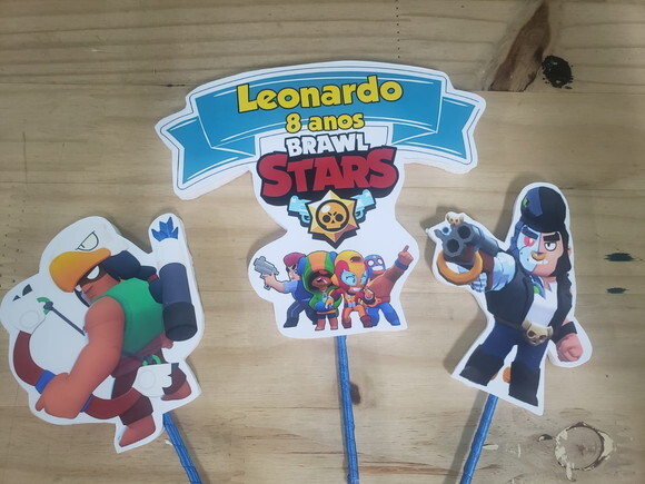 Braw Star Topo de Bolo Personalizado Pronta Entrega