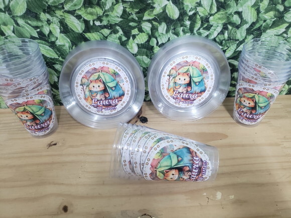 Camping Cats Kit Prato Sobremesa e Copo 300 ml