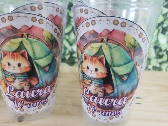 Camping Cats Kit Prato Sobremesa e Copo 300 ml