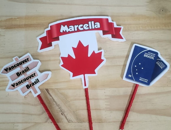 Canadá Topo de Bolo Personalizado Pronta Entrega