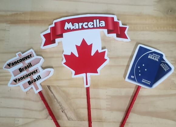 Canadá Topo de Bolo Personalizado Pronta Entrega