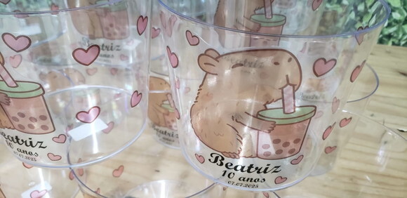 Capivara Lembrancinha Baldinho Acrílico 1,5 L. Personalizado