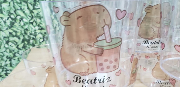 Capivara Lembrancinha Baldinho Acrílico 1,5 L. Personalizado