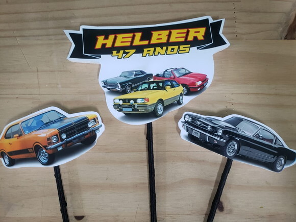 Carros Antigos Topo de Bolo Personalizado Pronto Entrega