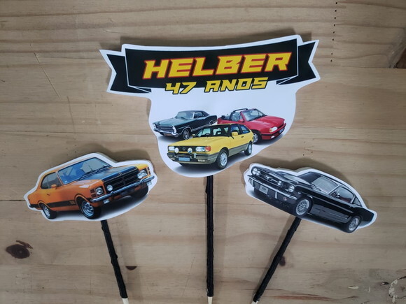 Carros Antigos Topo de Bolo Personalizado Pronto Entrega