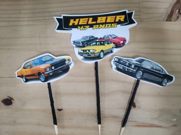 Carros Antigos Topo de Bolo Personalizado Pronto Entrega