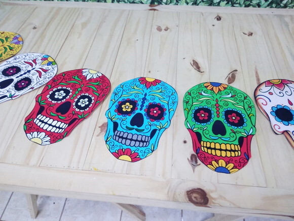 Caveiras Mexicanas Varal 8 Peças Pronta Entrega