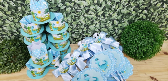 Centro de Mesa Dinossauro Baby Personalizado