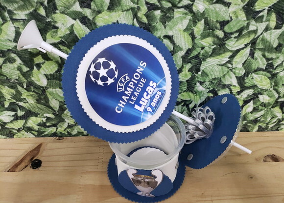 Champions Futebol Centro de Mesa Lembrancinha Personalizado