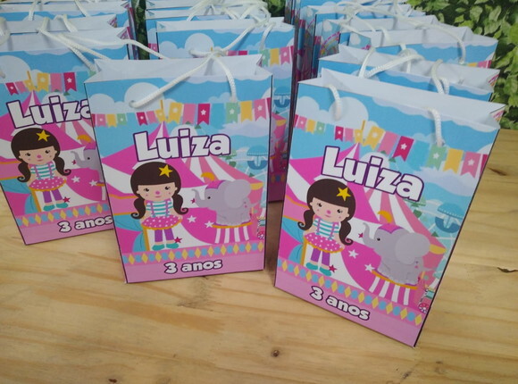 Circo Rosa Sacola Personalizada Pronta Entrega