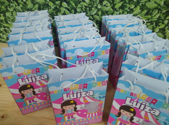 Circo Rosa Sacola Personalizada Pronta Entrega