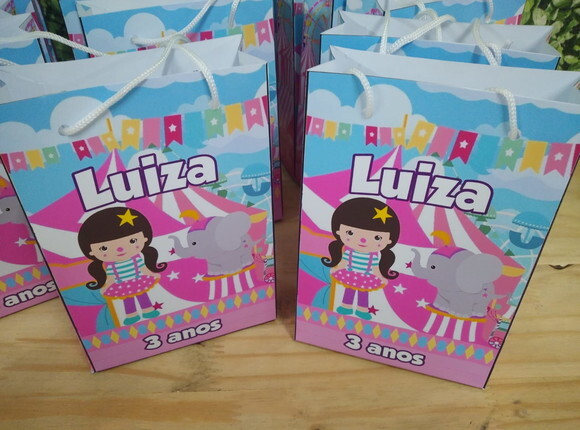 Circo Rosa Sacola Personalizada Pronta Entrega