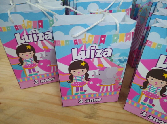 Circo Rosa Sacola Personalizada Pronta Entrega
