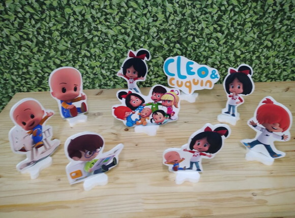 Cleo e Cuquim Kit de Mesa Displays 9 Peças Pronta Entrega