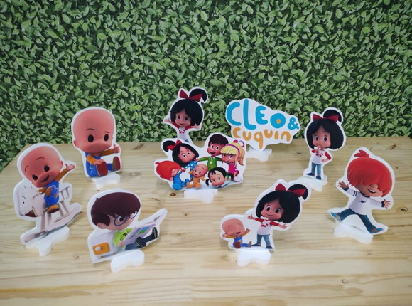 Cleo e Cuquim Kit de Mesa Displays 9 Peças Pronta Entrega