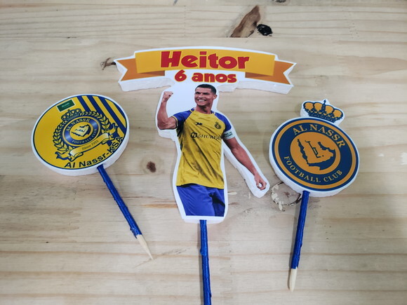 Cristiano Ronaldo Topo de Bolo Personalizado Al Nassr