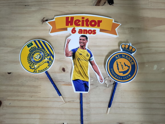 Cristiano Ronaldo Topo de Bolo Personalizado Al Nassr